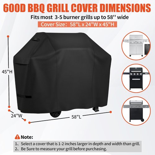 iCOVER BBQ Grill Cover - 58 Inch Heavy Duty Waterproof & UV Resistant | Fits Weber, Char-Broil, Nexgrill