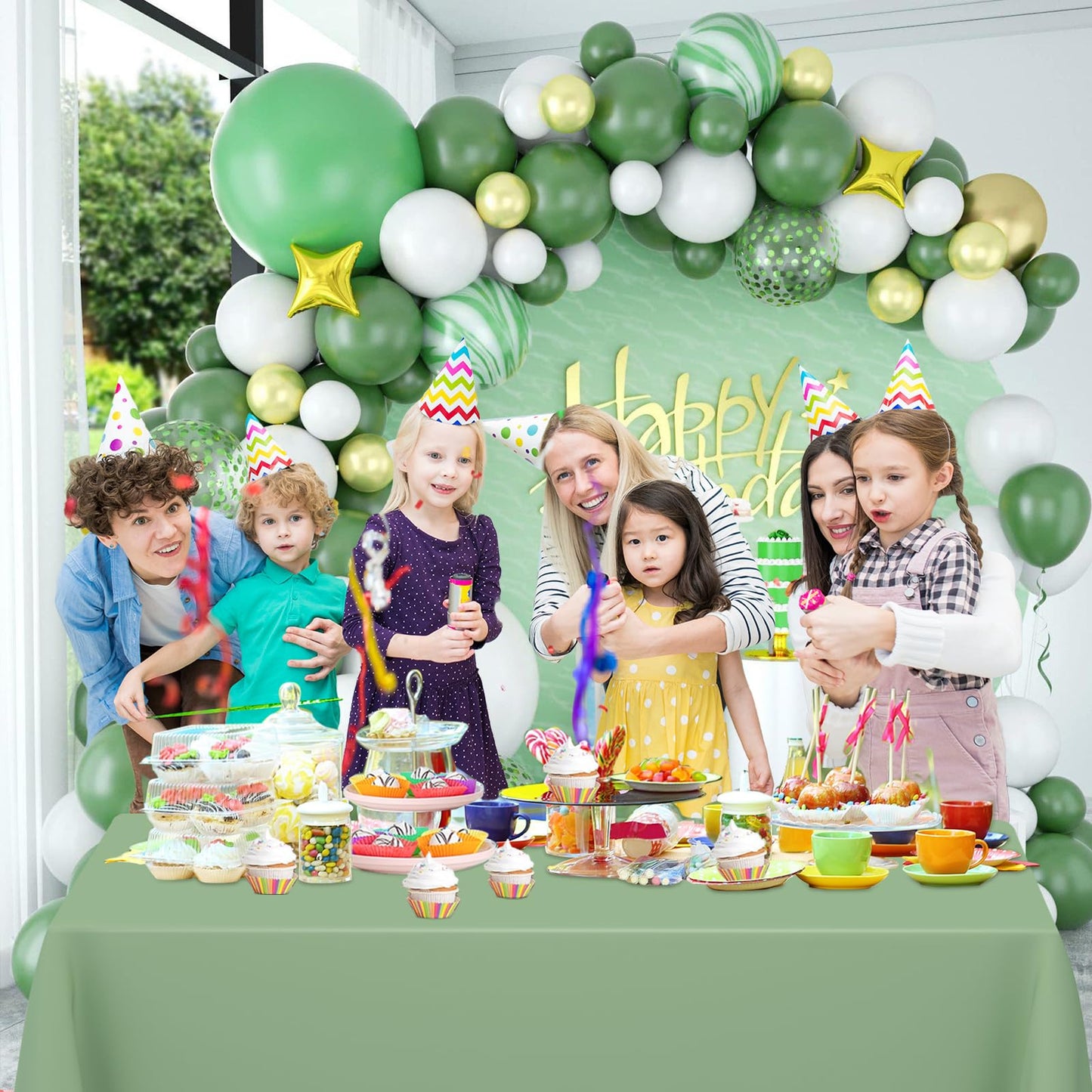 WNINK 4 Pcs Sage Green Plastic Tablecloth for Rectangle Tables Waterproof Green Disposable Table Cover Green Tablecloths for Birthday Wedding Bridal Shower Engagement Parties (54 x 108 Inch)