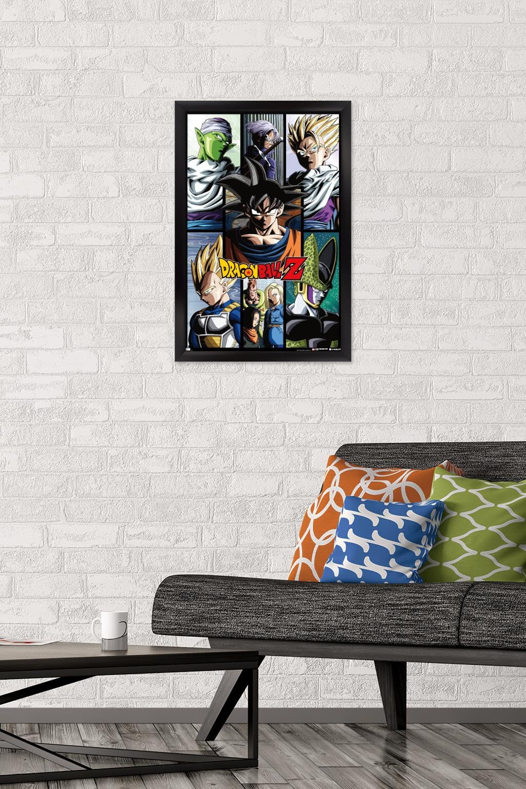 Dragon Ball Z - Grid Wall Poster, 22.4L" x 14.7W", Black Framed Version