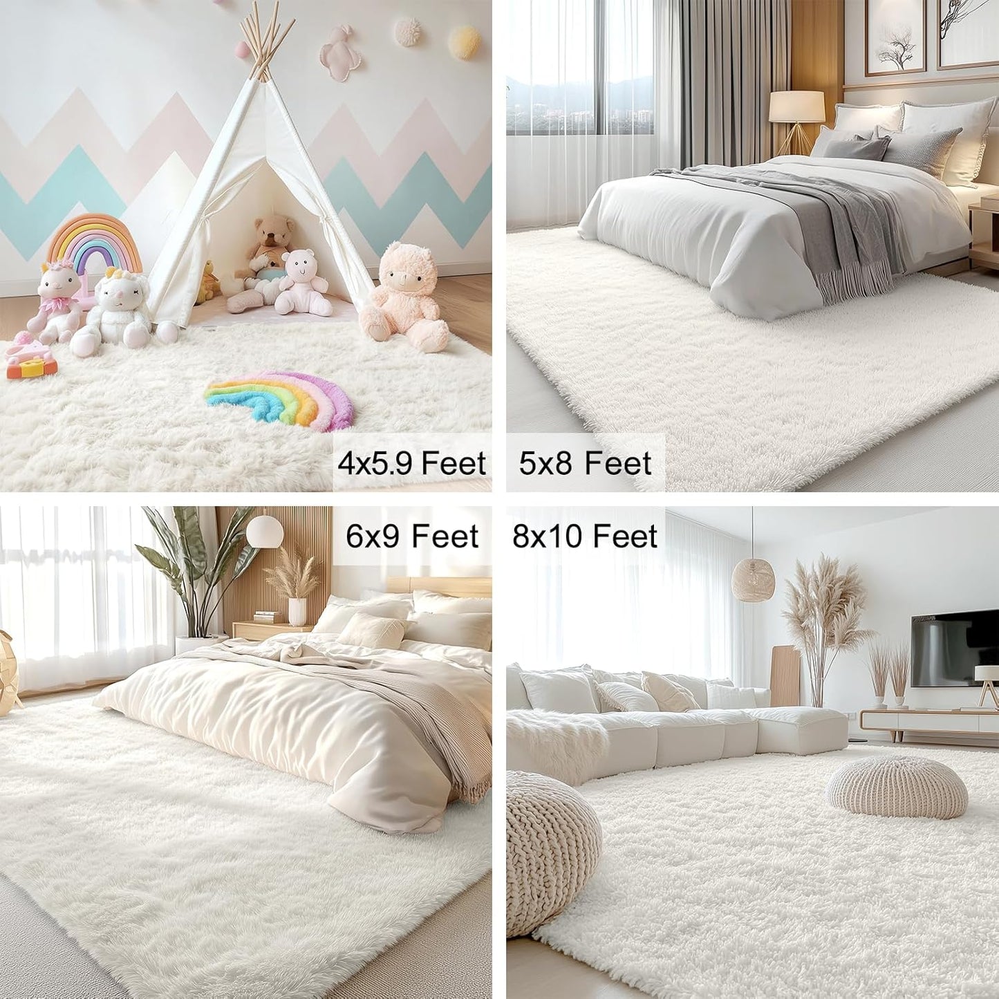 OLANLY Runner Rugs - Soft, Machine Washable Shaggy Design for Hallway & Bedroom | Ivory 2x12 ft