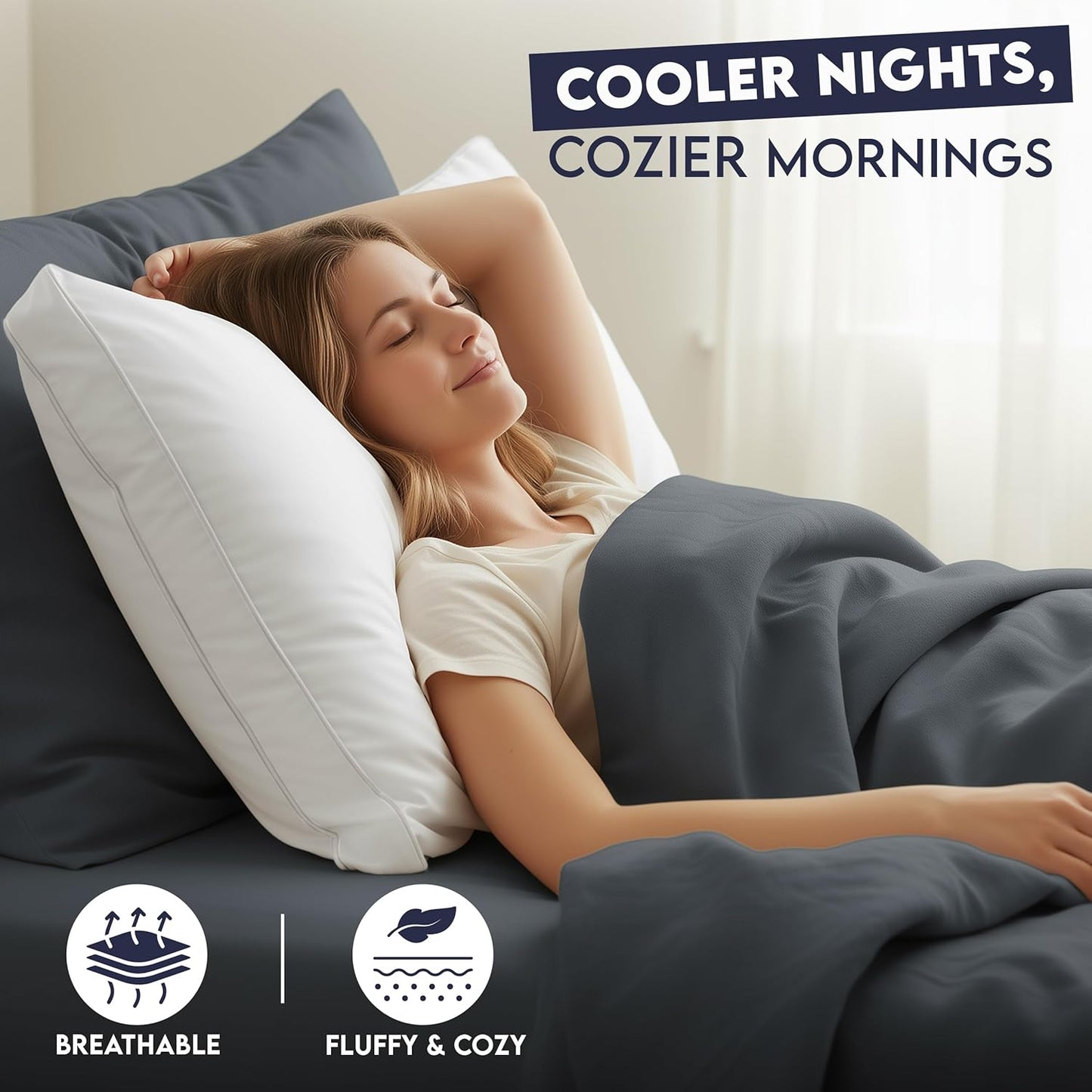 Utopia Bedding Bed Pillows - Soft & Fluffy Queen Size Set of 2 | Cooling Down Alternative Gusseted Pillows for All Sleepers