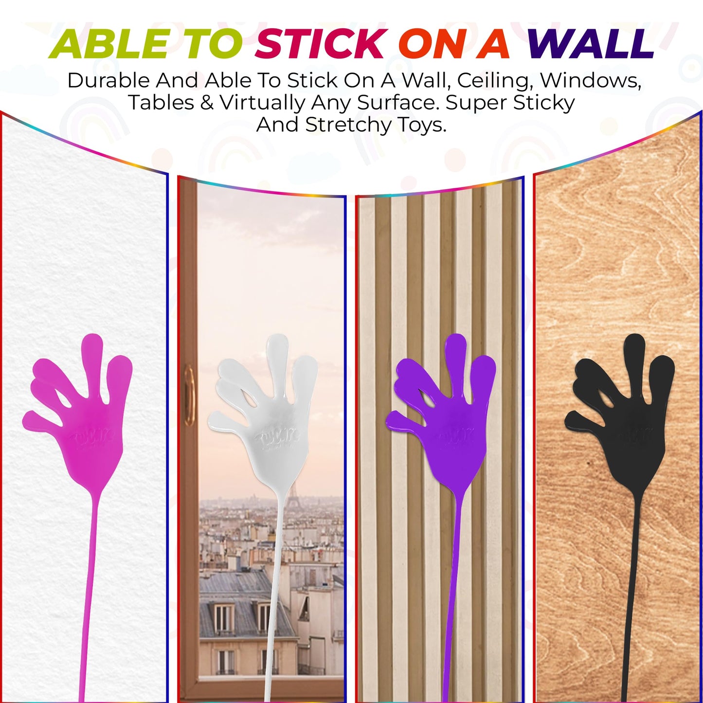 Jumbo Giant Sticky Hands, 13-in Total Length (2 Pack Assorted) Mega Large Fun Stretchy Silly String Toy for Kid Adult, Stress Anxiety ADHD Relief, Party Favors, Birthday Gift, Classroom Prizes