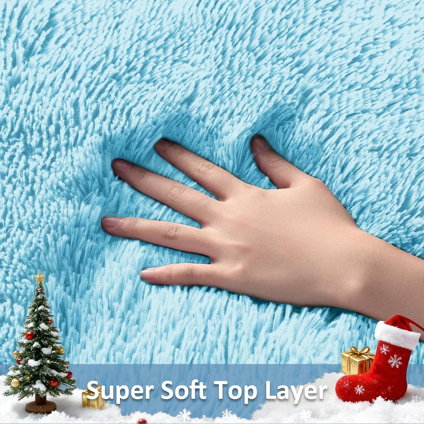 Ophanie Light Blue Area Rug - Soft Plush Shaggy Carpet for Living Room & Kids Nursery | 5x8 Size