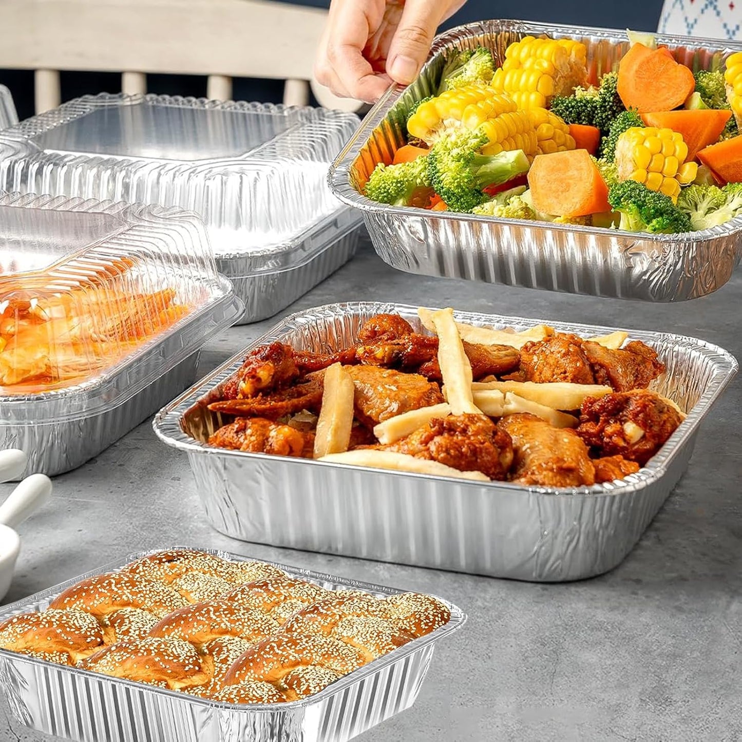 20 Pack Aluminum Foil Pans by [Brand Name] - 8-Inch Square Baking Trays with Lids for Easy Takeout