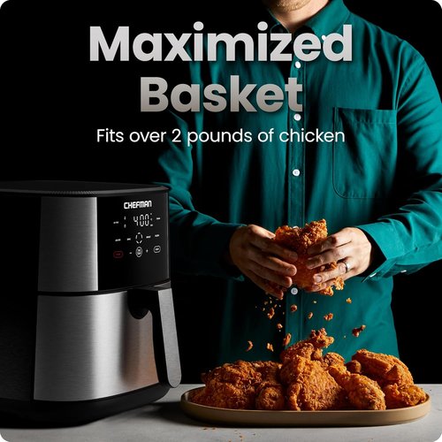 Chefman Air Fryer 8 Qt - TurboFry® 4-in-1 with 450°F Hi-Fry Option for Crispier Results | XL Nonstick Basket