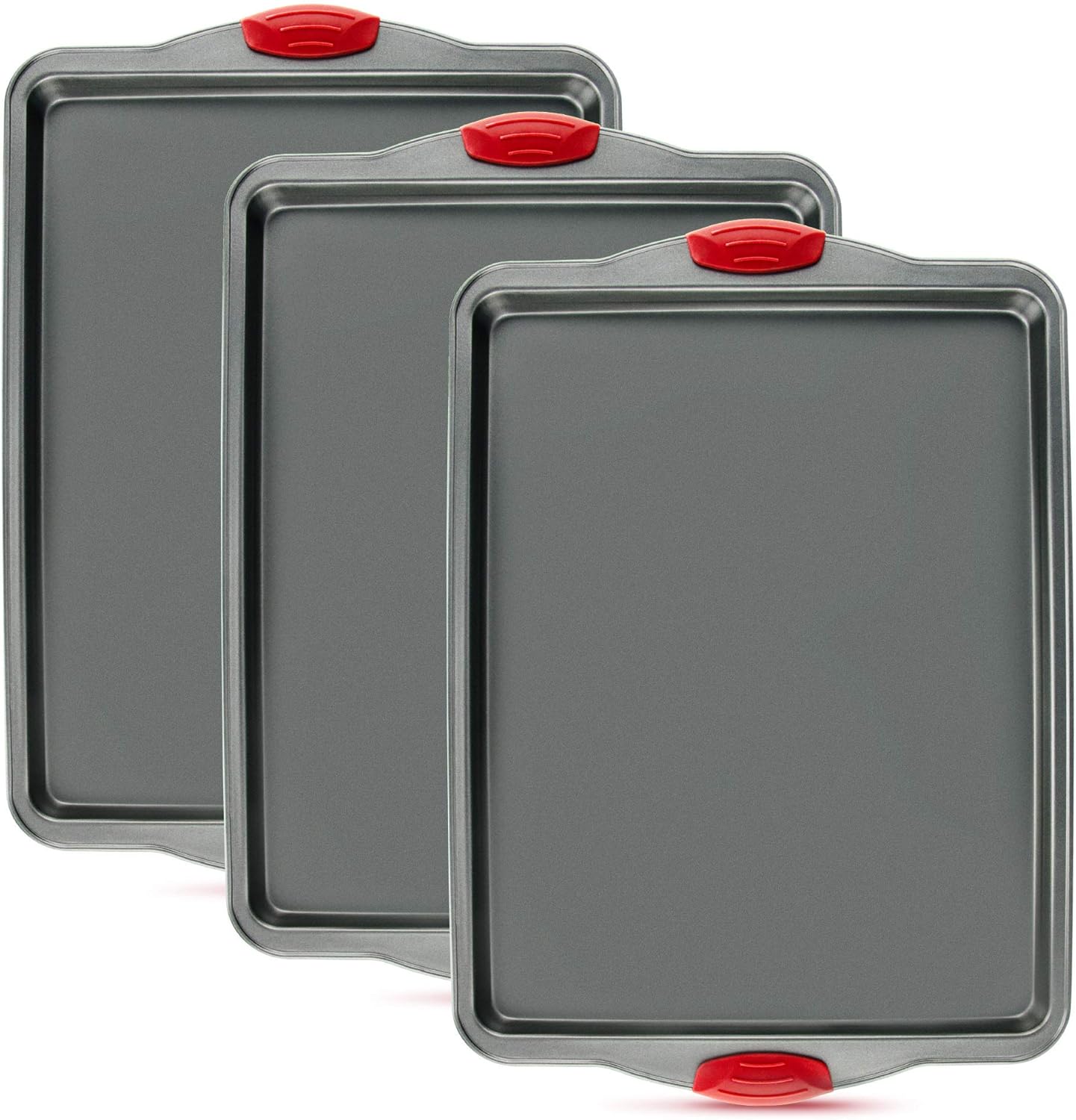 Premium Nonstick Baking Sheet Pans - Set of 3 Heavy-Gauge Carbon Steel | Warp, Dent & Rust-Resistant for Exceptional Baking