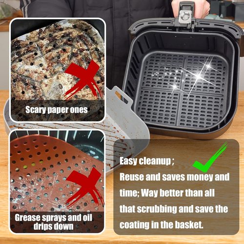 Golden Associate Silicone Liners - Non-Stick Reusable Air Fryer Basket | 2 Pcs, 9" Top Size, Food-Grade