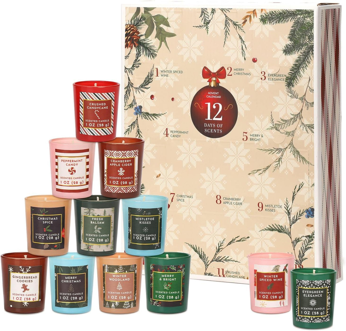 Skiennix 2025 Advent Calendar Candles - 12 Days of Scented Soy Wax Candles | Perfect Christmas Gift Set