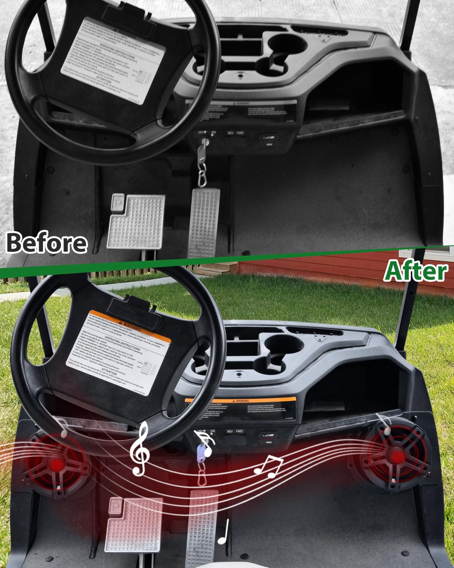 SAUTVS 6.5" Under Dash Kick Speaker Pod Brackets for Yamaha Drive2 G29 Accessories, Front Kick Panels Loudspeaker Mount Support 6.5inch Speaker Devices for Yamaha Drive2 G29 Standard Golf Cart, 2PCS