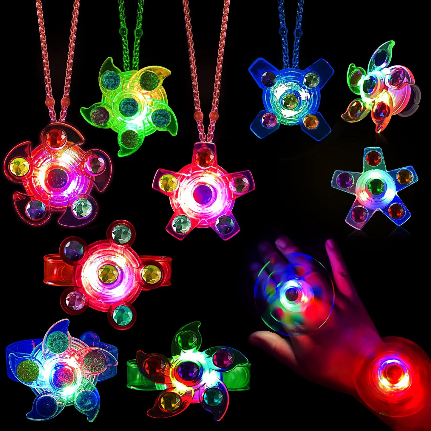 SZHFU 36pcs LED Light Up Party Favors Set with 12 Bracelets, 12 Rings, 12 Necklaces, Glow in The Dark Supplies for Kids Birthday, Halloween, Christmas,Easter Party Favors