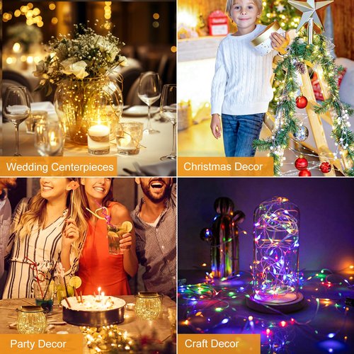 btfarm 30 Pack Fairy Lights Battery Operated [3 Modes], 7ft 20 Led Twinkle Lights String Lights Waterproof Bulk Small Mini Silver Wire for Christmas Mason Jars Wedding Table Centerpiece