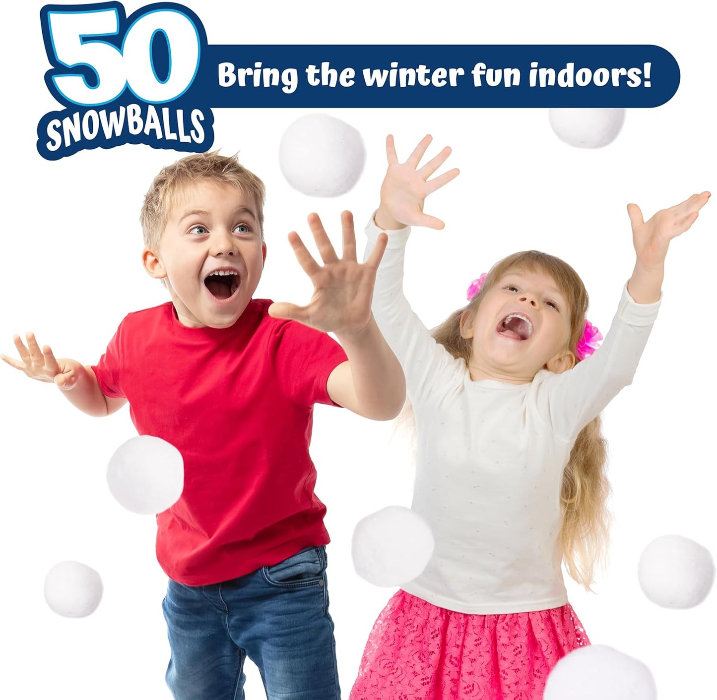 Narwhal Novelties 50 Pack Fun Fake Snowballs - 2-Inch Artificial Snowballs for Indoor/Outdoor Play & Winter Activities