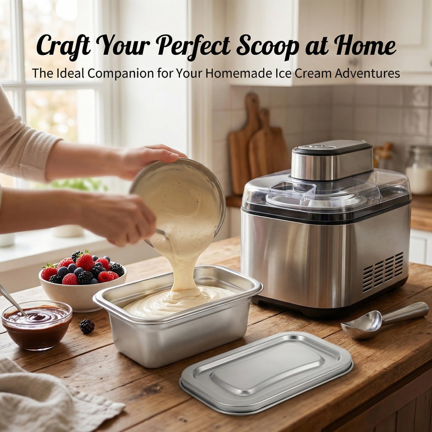 Hemoton Reusable Ice Cream Storage Containers with Lids Stainless Steel Food Keeper Freezer Box Insulated Ice Cream Tub for Refrigerator Home Made Ice Cream, 0.76 Quart Airtight Box for Frozen Yogurt