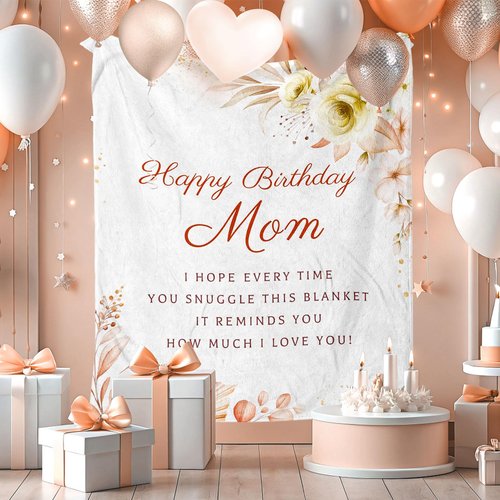 Jnufoju Birthday Gifts for Mom, Mom Birthday Gifts from Daughter Son, Unique Gift for Mothers Birthday, Mothers Bday Gift Fleece Blanket 60 x 50 Inch