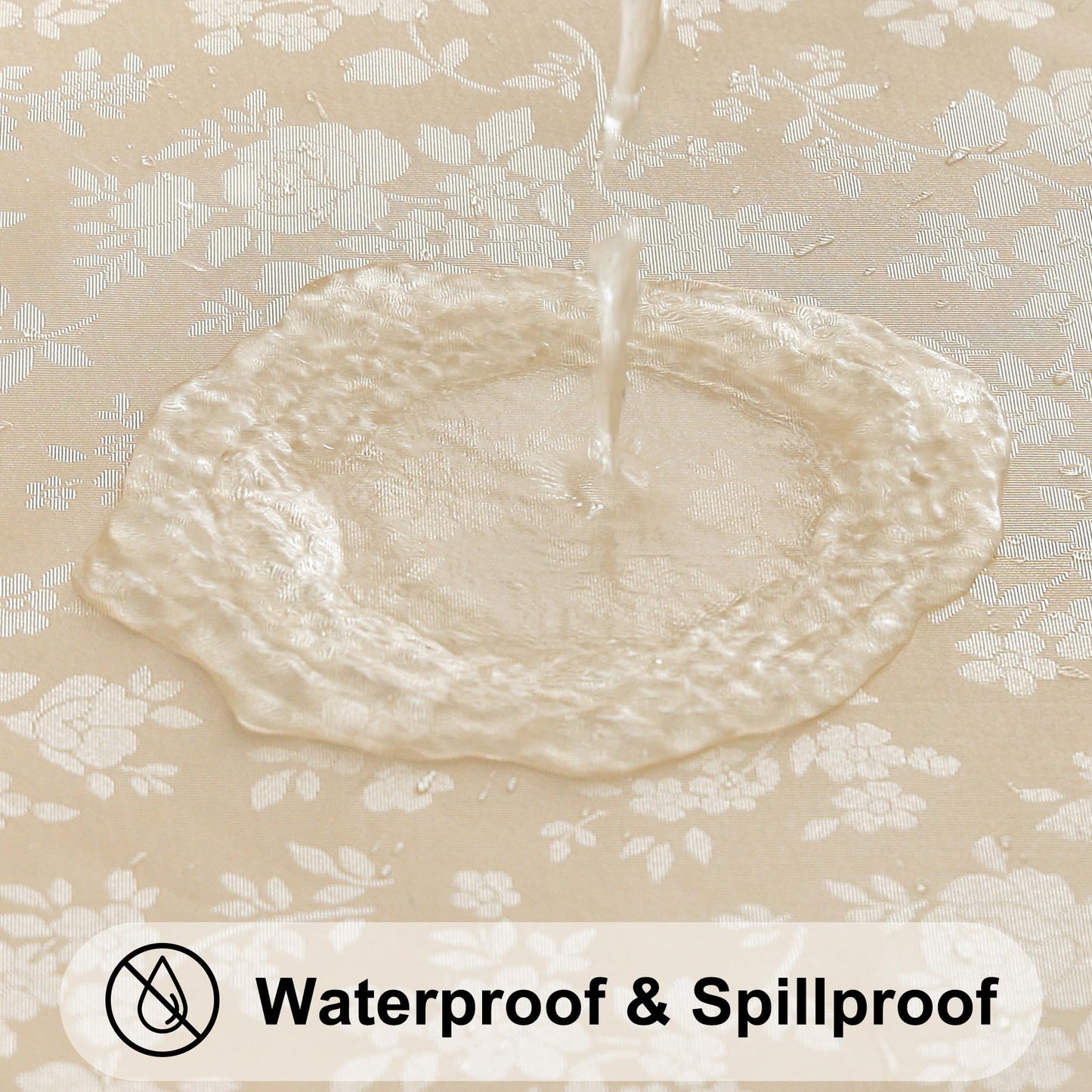 Smiry Rectangle Table Cloth, Waterproof Heavy Duty Vinyl Tablecloths, Wipeable Washable Table Cover for Kitchen and Dining Room (Beige, 60" X 140")