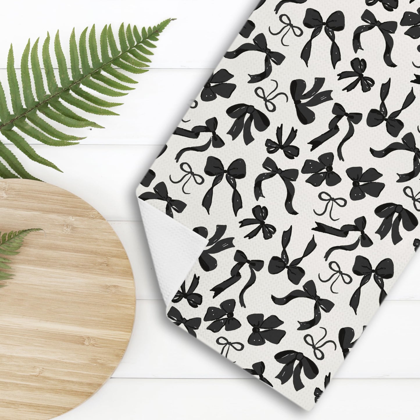 Nipil Coquette Black Bow Decorative Kitchen Towels, Preppy Black Bow Bathroom Decor, 16x24 Inches