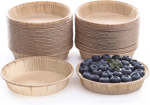 Bake Choice 50pcs Mini Tart Pans - Non-Stick, Unbleached, Disposable 4-Inch Pie Tins | Oven & Microwave Safe