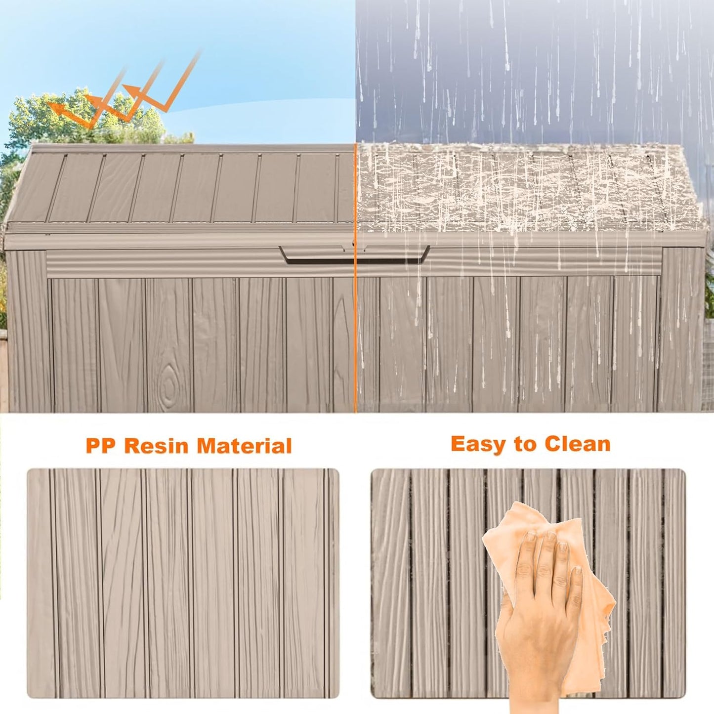 Regine Switzerland 150 Gallon Outdoor Storage Box - Waterproof Resin Deck Bin for Cushions & Tools
