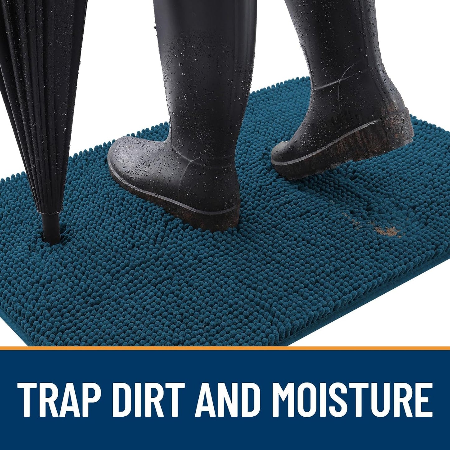 OLANLY Dog Door Mat - Absorbent Non-Slip Washable Doormat for Muddy Paws | 36x24 Atlantic Blue