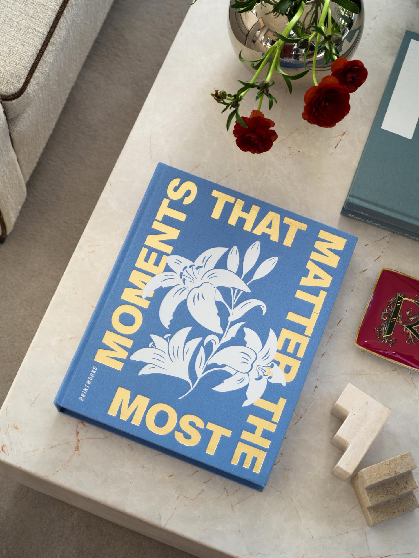 Printworks Moments That Matter the Most Photo Album, Sky Blue - 30-Page Coffee Table Memory Book - Holds 4x6 Pictures - Fabric-Covered Keepsake Design