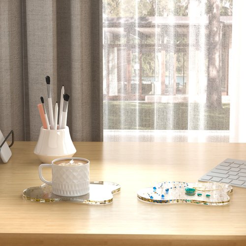 Acrylic 2Pcs/Set Coaster Decorative Plates,Gold Bar Drink Coaster, Clear Cloud Shape Coffee Cup Coaster, Perfect for Tabletop Protection and Accessories Display.(Gold)