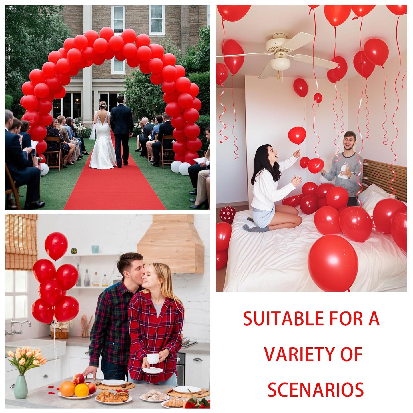 Red Balloons Red Birthday Decorations 100 Pack 12 inch Round Latex Balloons for Wedding Anniversary Birthday Valentine's 4th of July Independence Memorial Day Patriotic Party Decorations