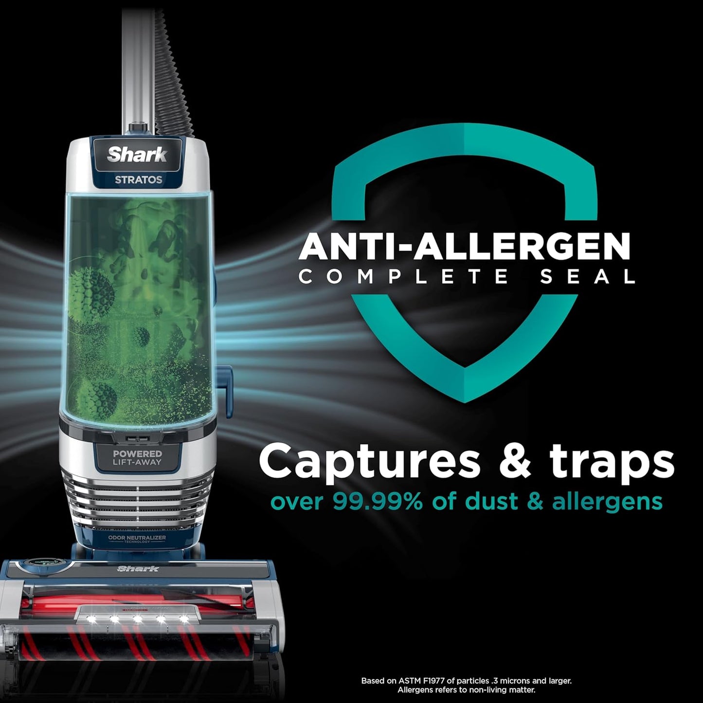 Shark Stratos Upright Vacuum - DuoClean PowerFins & HairPro | Self-Cleaning Brushroll, Navy AZ3002