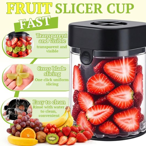 Hendiy Fruit Slicer Cup - Stainless Steel Strawberry & Grape Cutter | Efficient Kitchen Gadget