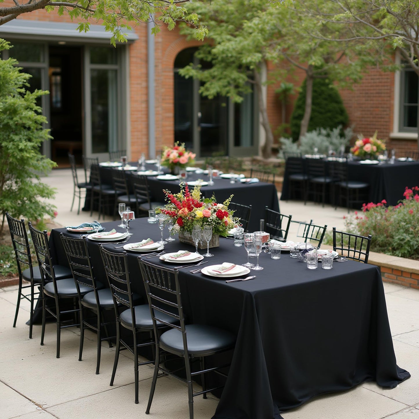 sancua Black Tablecloths for 6 Foot Rectangle Tables, 8 Pack 90x132 Inch Rectangular - Washable Polyester Fabric Table Cloth, Reusable Table Covers for Wedding Party, Birthday, Banquet Reception