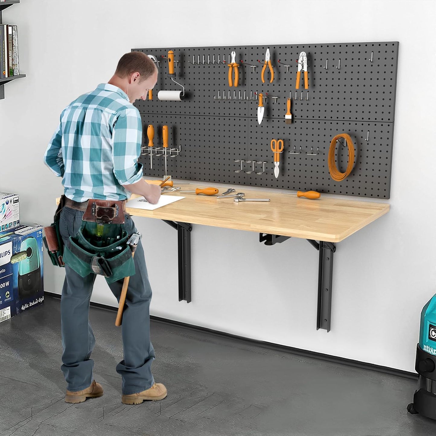 Ultrawall Heavy-Duty Folding Shelf Brackets - 18 Inch Sturdy Design | Max Load 550lbs, 2 Pack