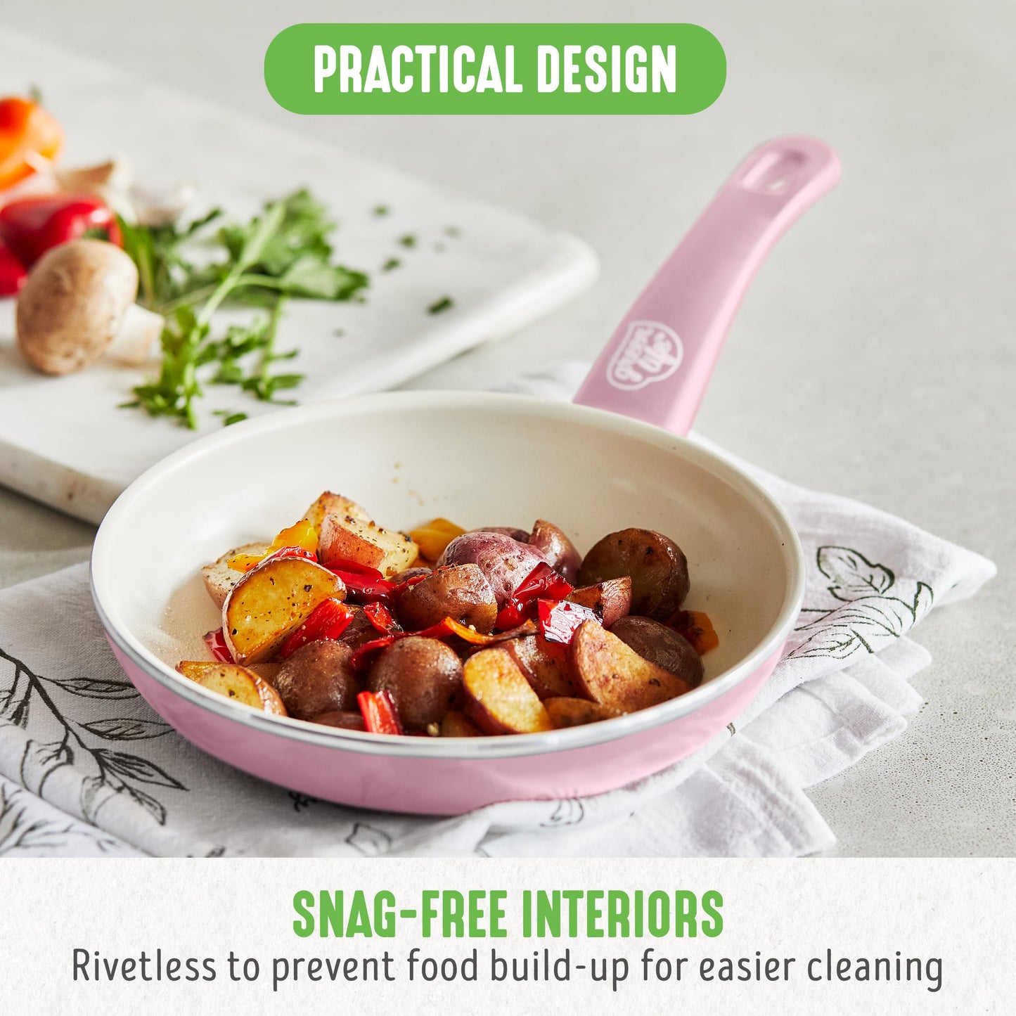 GreenLife Soft Grip Healthy Ceramic Nonstick 8" Frying Pan, PFAS & PFOA-Free, Dishwasher Safe, Egg Omelet Skillet, Cookware for Easy Cooking, Non-Stick Kitchen Essentials, Grey