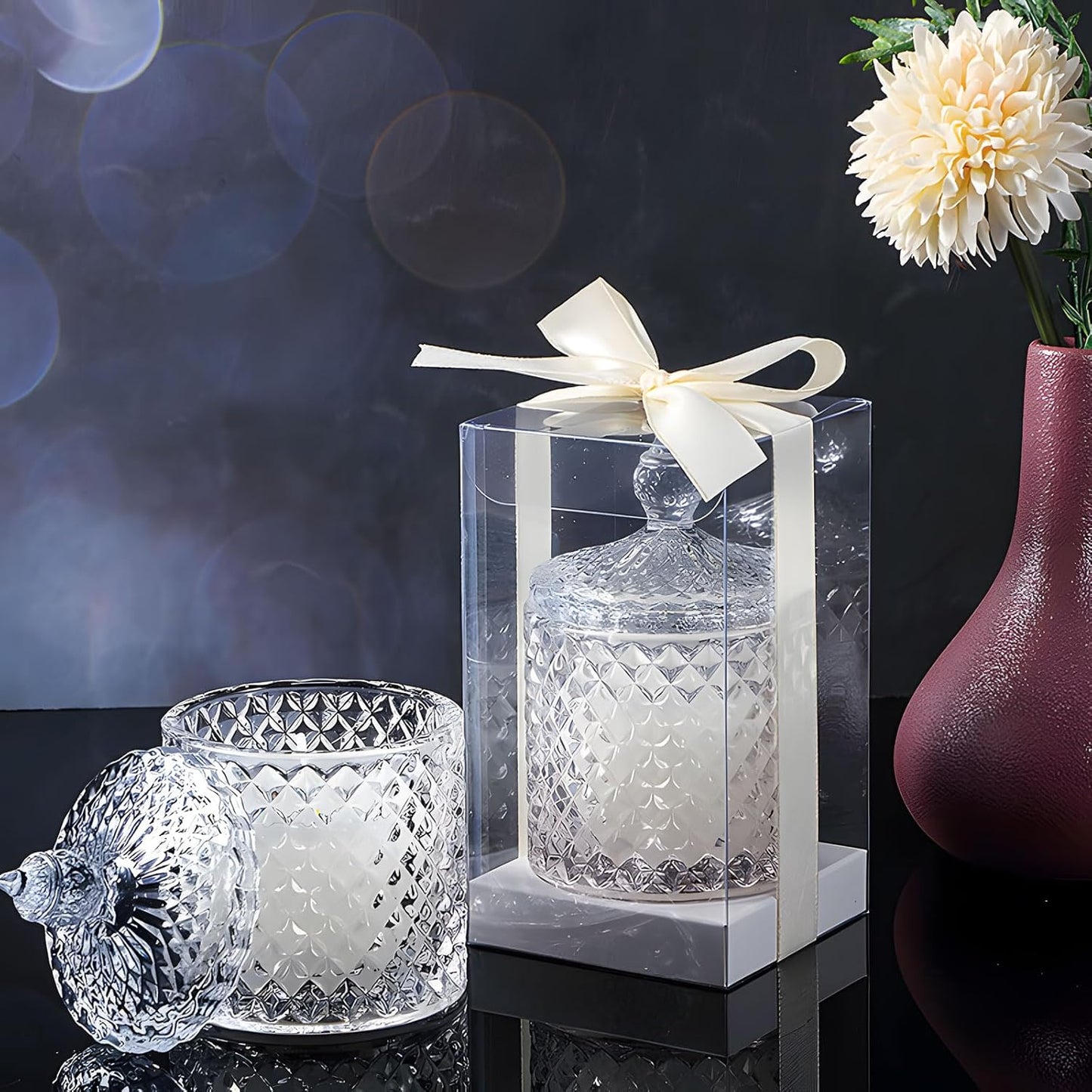 12 Pack Wedding Candle Favors for Guests in Glass Personalized Favors Candles Bulk Souvenirs Bridal Proposal Gift Thanks for Coming Wedding Party(Stylish Style)