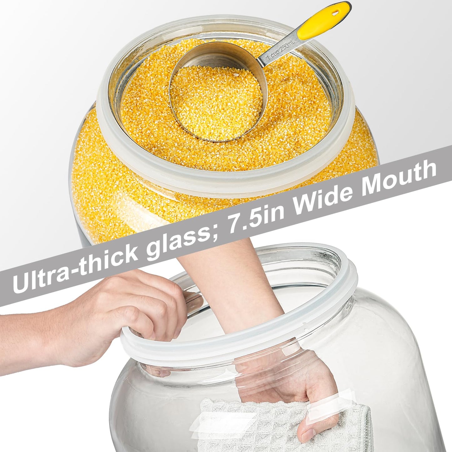 Daitouge Large Glass Jars with Lids, 5.5 Gallon (21000 ML) Glass Canisters - Super Wide Mouth Glass Jar Heavy Duty Glass Storage Jars with Lid for Storing Flour, Rice, Set of 1