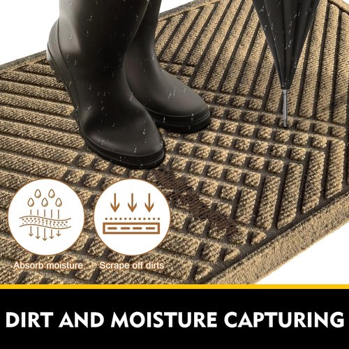 Dirt Trapper Doormat - Waterproof & Absorbent Floor Mat | Low Profile 29x17, Beige