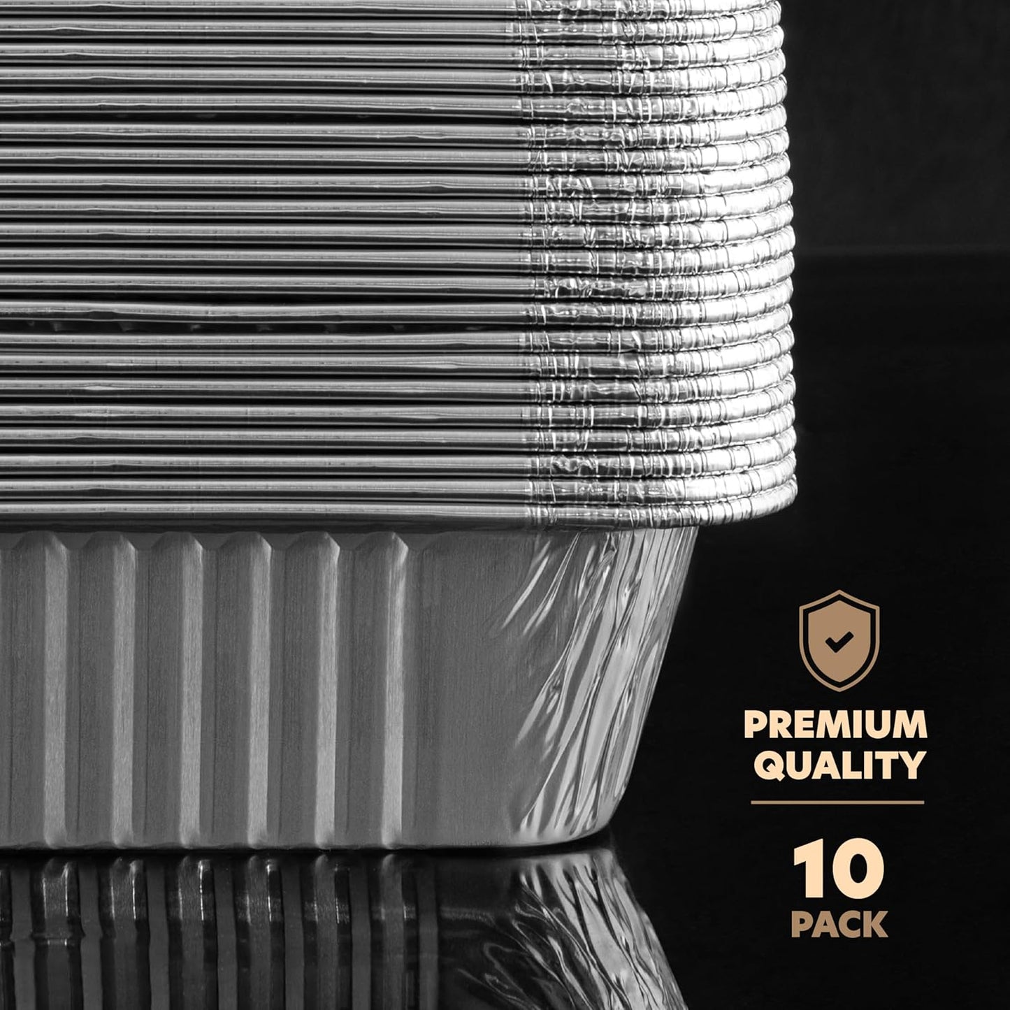 PLASTICPRO Disposable Aluminum Pans - Heavy Duty 6.5'' x 9'' with Covers | 10 Pack for Baking & Cooking