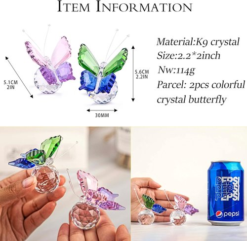 H&D Hyaline & Dora Crystal Butterfly Figurines - Handmade K9 Glass Decor | Perfect Wedding Gifts