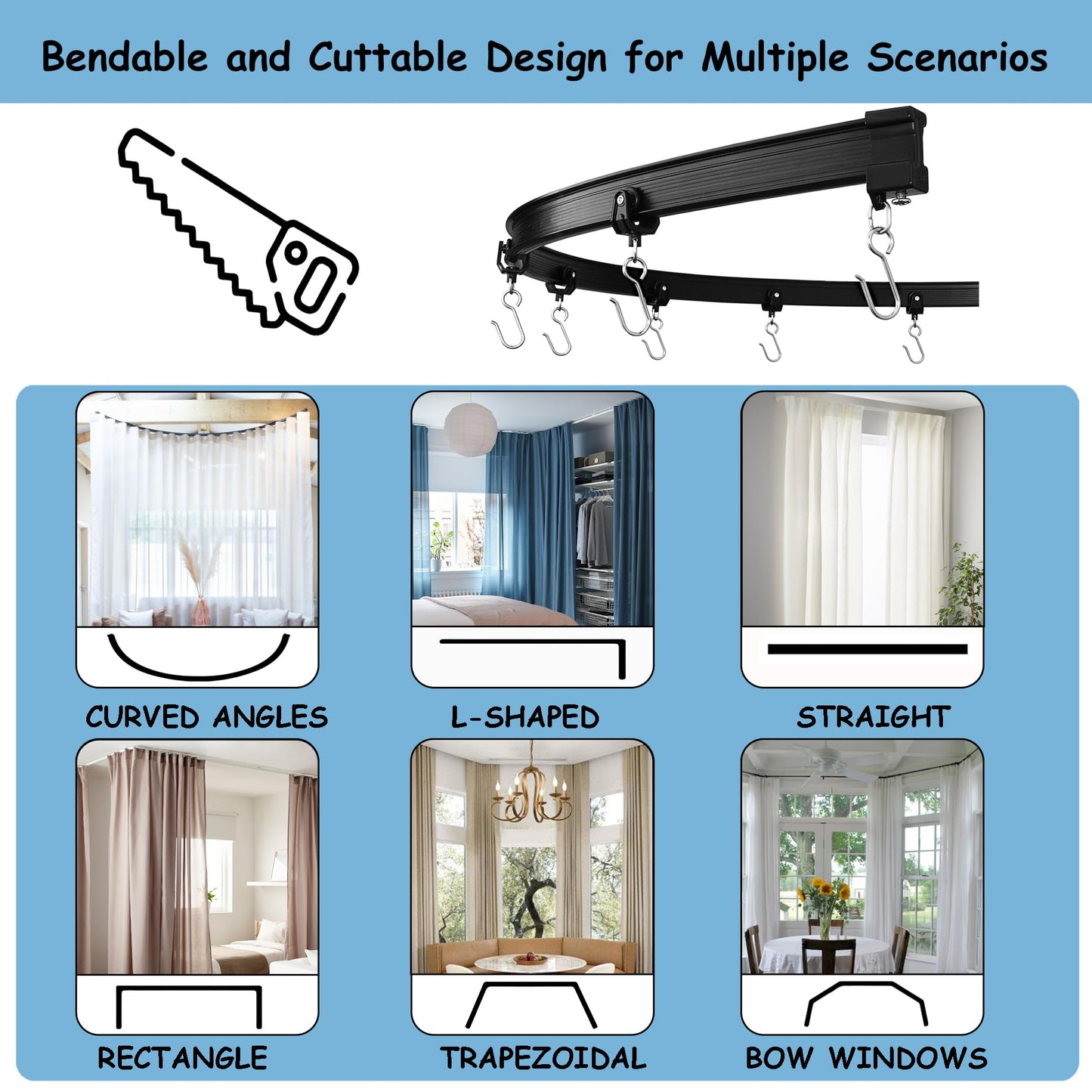 RoomDarkning Room Divider Curtains with Ceiling Track, 95% Blackout Heavy Track Ceiling Curtains Noise Reduction Privacy Curtain Track System Kits, 10 ft Wide x 9 ft Tall, Grey, 1 Panel