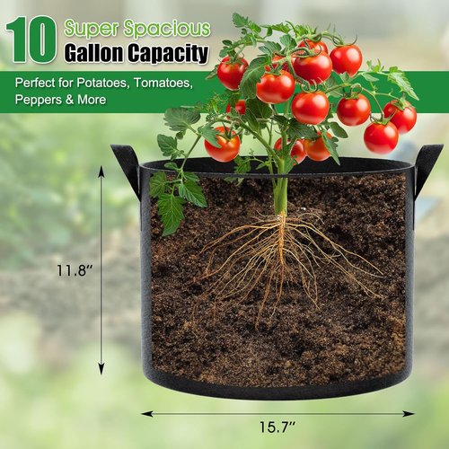Feed Garden 10 Gallon Grow Bags - 4 Pack Thickened Fabric Plant Pots with Reinforced Handles | Breathable Drainage for Vegetables & Herbs