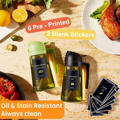 CXINYI - 16oz Olive Oil Dispenser | 2-in-1 Sprayer for Cooking & Salad - Black & Green
