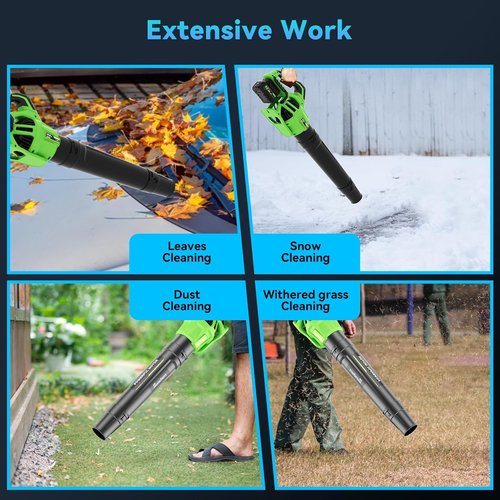 **Skiennix Cordless Leaf Blower - 780 CFM, 260 MPH, 2-Speed Handheld Cleaner with 2 Batteries & Charger**