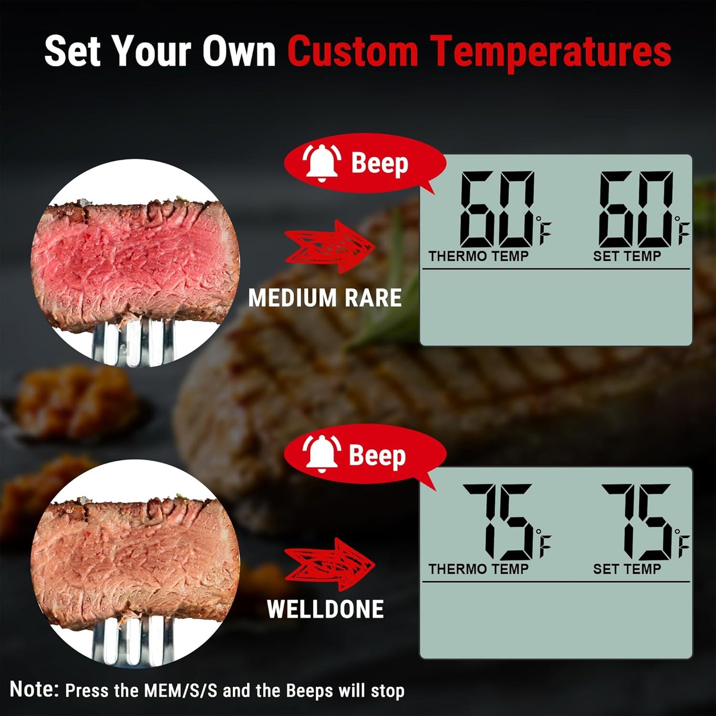 TempPro TP16 Large LCD Digital Cooking Thermometer - Stainless Steel Probe for BBQ & Oven Use
