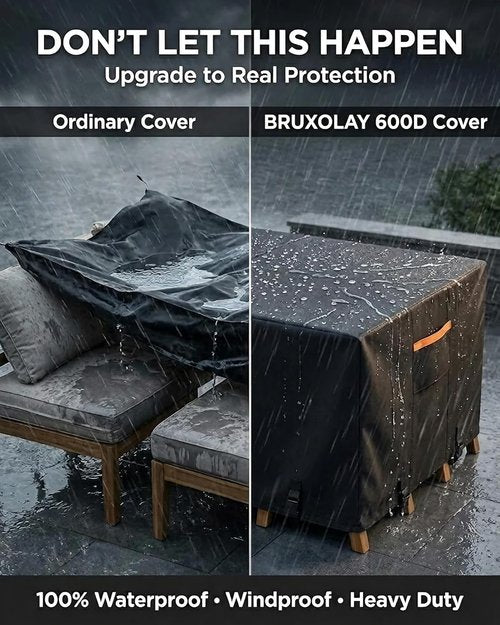 Heavy Duty 600D Waterproof Outdoor Patio Furniture Cover by [Brand Name] | UV Resistant & Windproof | 64” L x 52” W x 28” H, Black