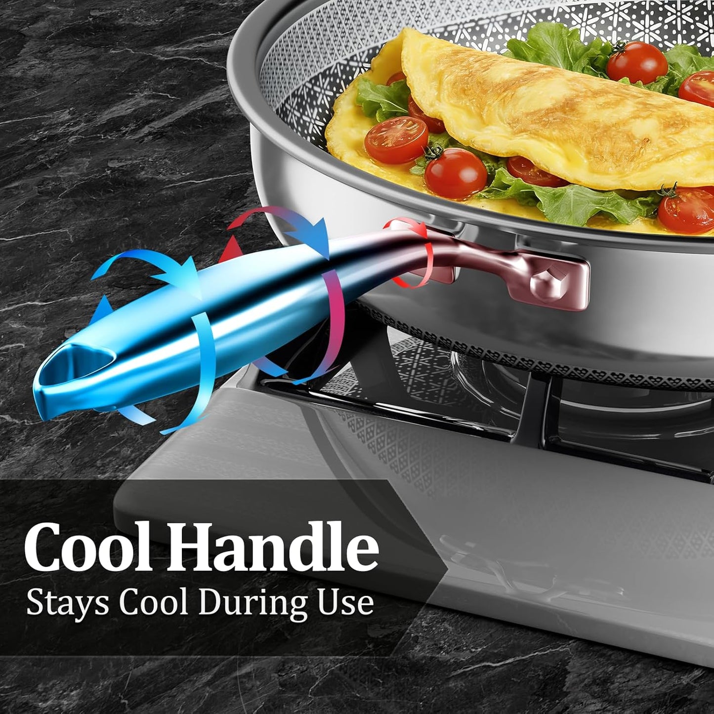 Skiennix 10-Inch Hybrid Nonstick Frying Pan | 5-Ply Stainless Steel Skillet - Dishwasher & Oven Safe Up to 800°F