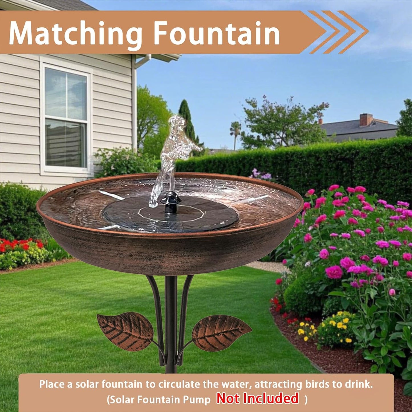 Metal Bird Bath - 12" Diameter Bowl with Stable Stake for Outdoor Garden Decor | 0.7 Gallon Capacity