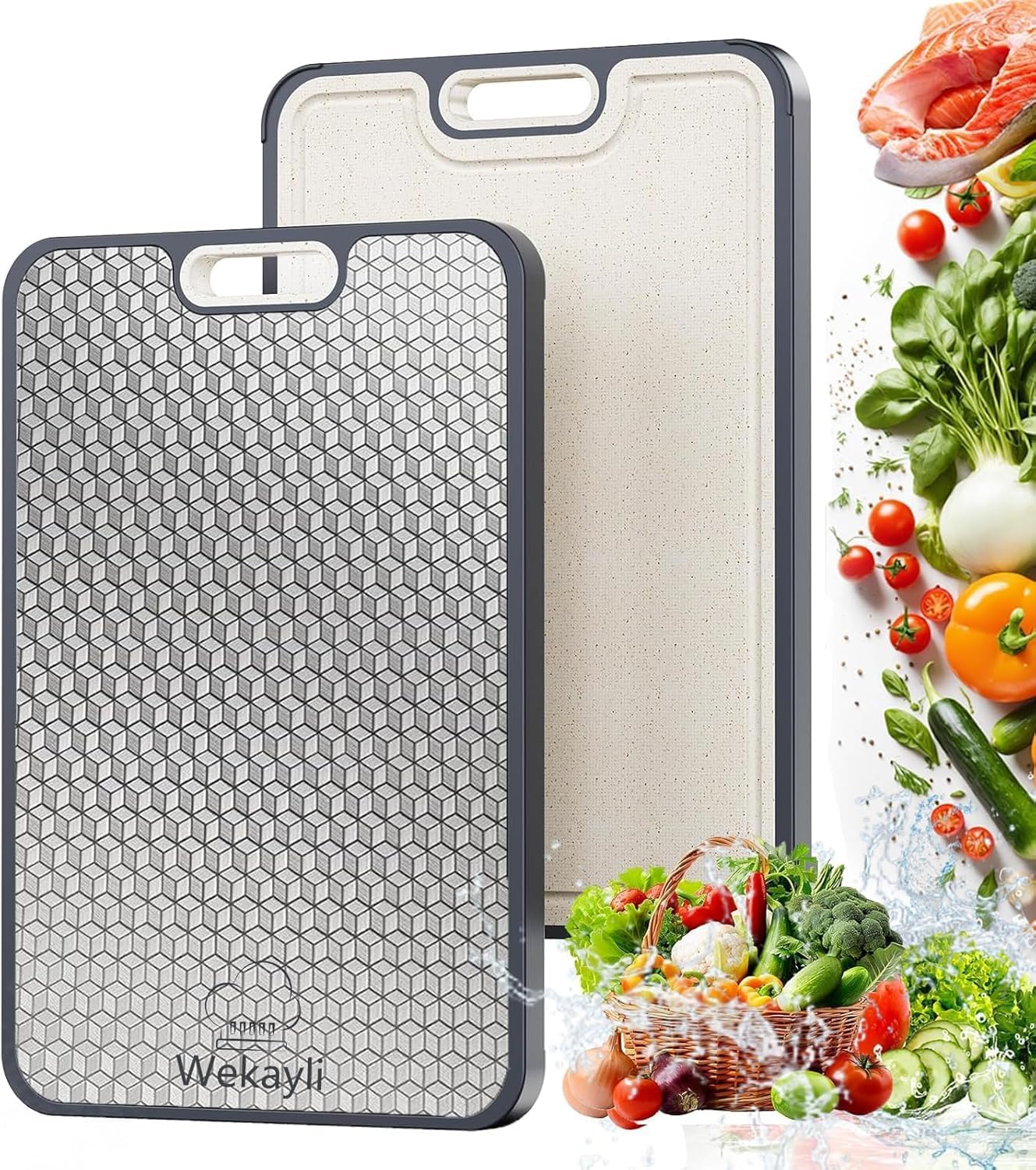 Stainless Steel Cutting Board - Non-Toxic 2-in-1 Double-Sided Design | Easy to Clean, 15” x 10”