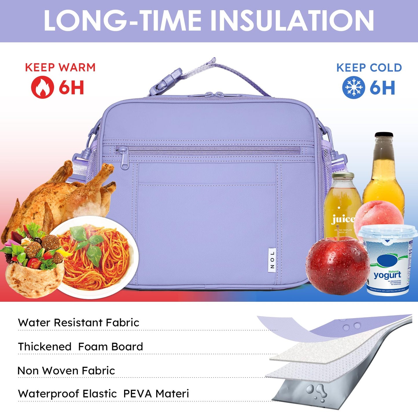 Lightweight Insulated Lunch Bag, Reusable Lunch Box 7L Cooler with Adjustable Shoulder Strap, Waterproof Zipper Lunch Bag for School & Work, Suitable for Men, Women and Kids