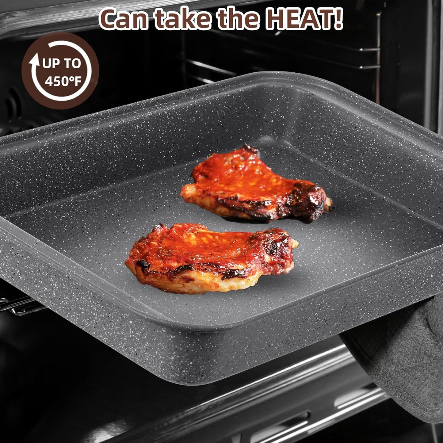 Professional Grade Nonstick Baking Pans Set by [Brand Name] - 11-Piece Carbon Steel Bakeware, Oven Safe to 450°F, Dishwasher Safe, Stackable | Steel Gray