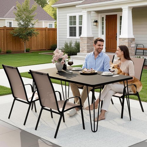 JEAREY Outdoor Dining Chairs Set of 4 - Stackable All-Weather Furniture for Lawn, Garden, Poolside | Brown