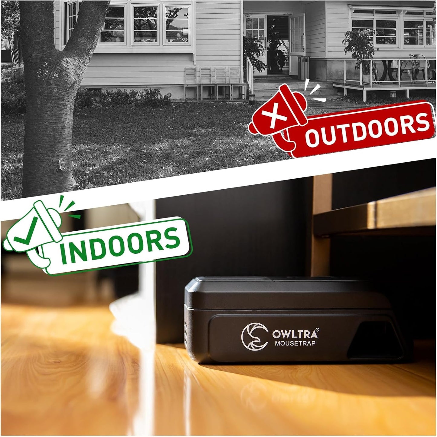 Owltra OW-2 Indoor Electric Mouse Trap - Instant Kill Rodent Zapper with Pet Safe Trigger | 2 Pack, Black