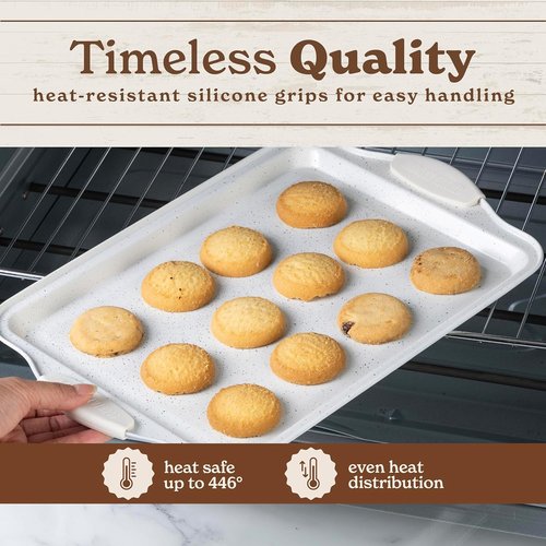 Country Kitchen Nonstick Bakeware Set - Heavy Duty & Easy Release, Cream | 4-Piece Stackable Set